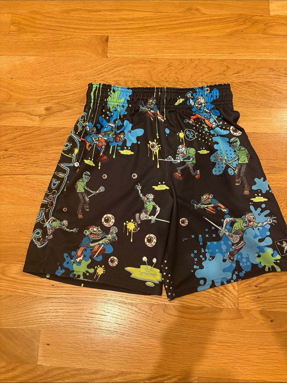 Boys Black Graphic Skate Shorts